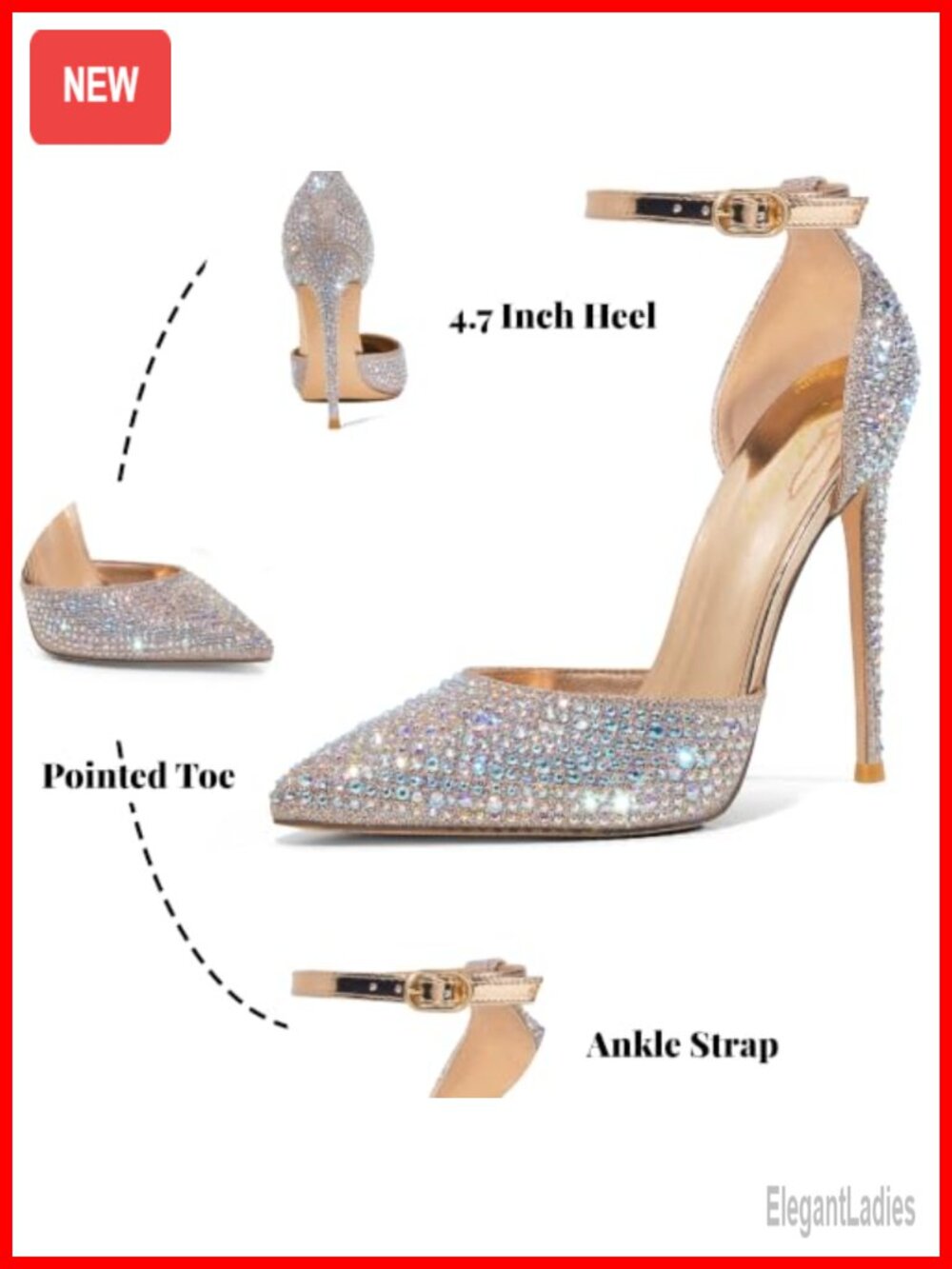 4 Inch Stiletto D'Orsay Pumps Pointed Toe Ankle Strap Heels - Picture 3 of 6